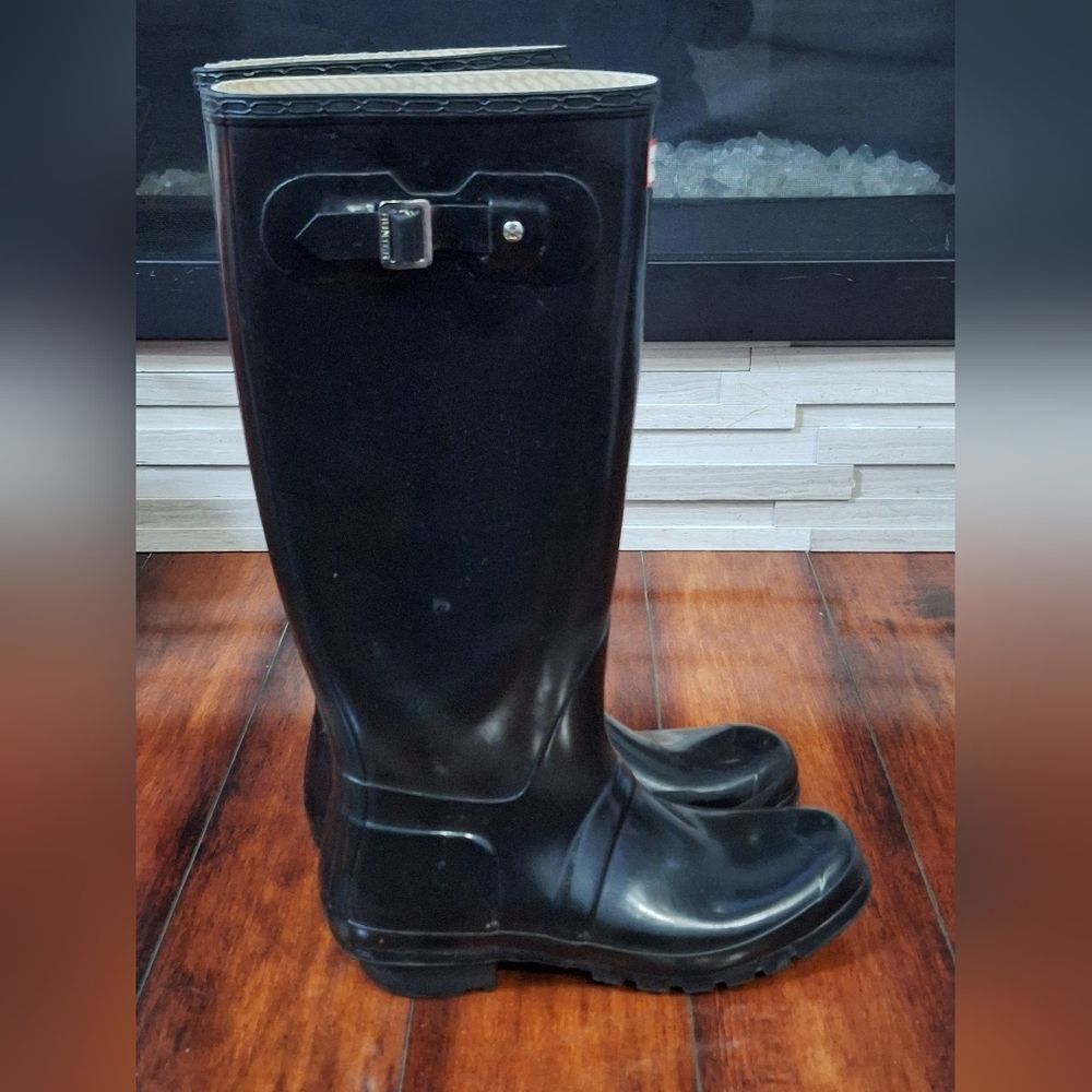 Hunter Women Original Tall Gloss Shoes US 9 M Black Rain Boots UK 7 EU 40/41 - Picture 5 of 7
